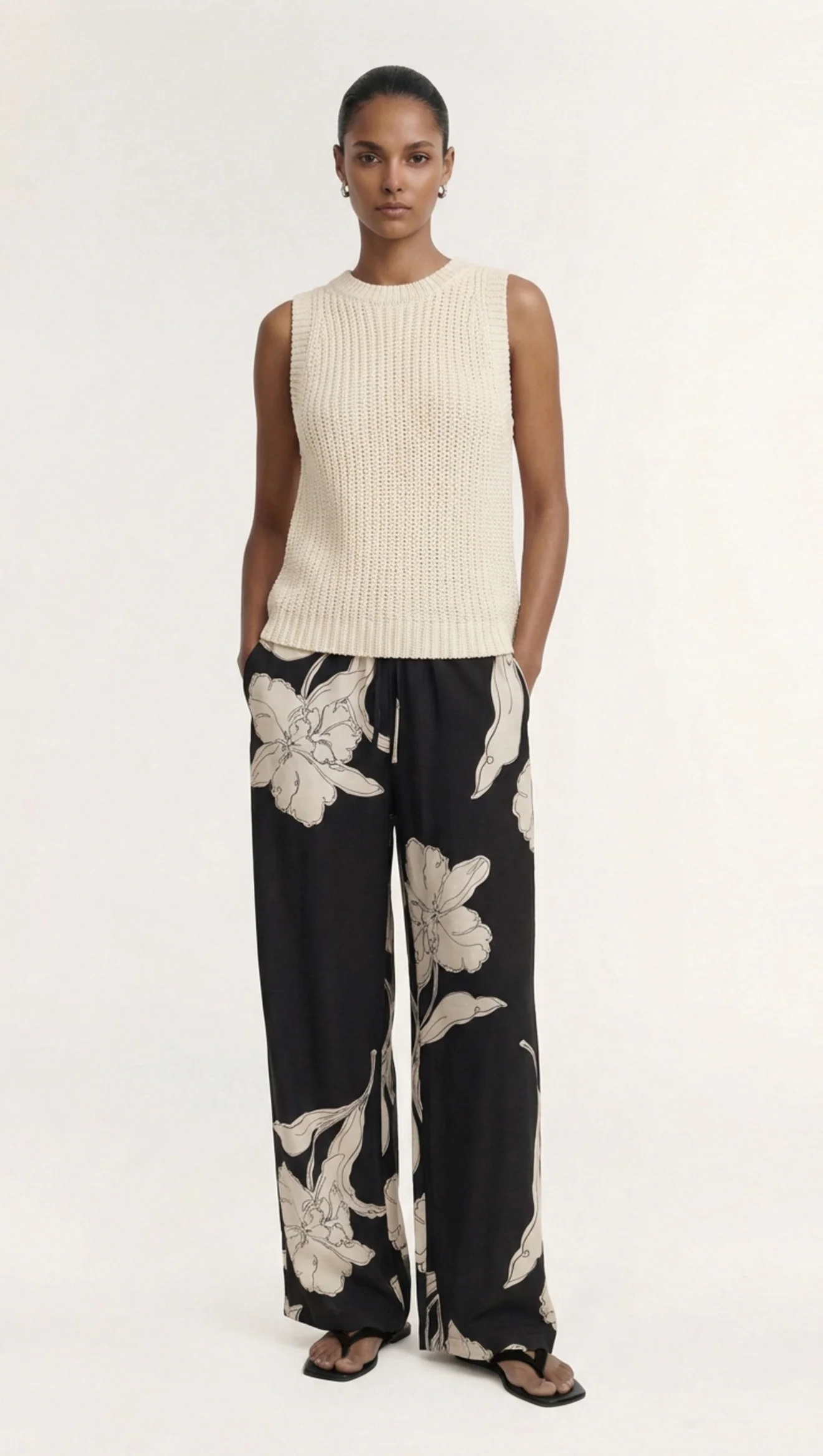 Staple The Label Veda Relaxed Fit Pant - Black/Cream Floral