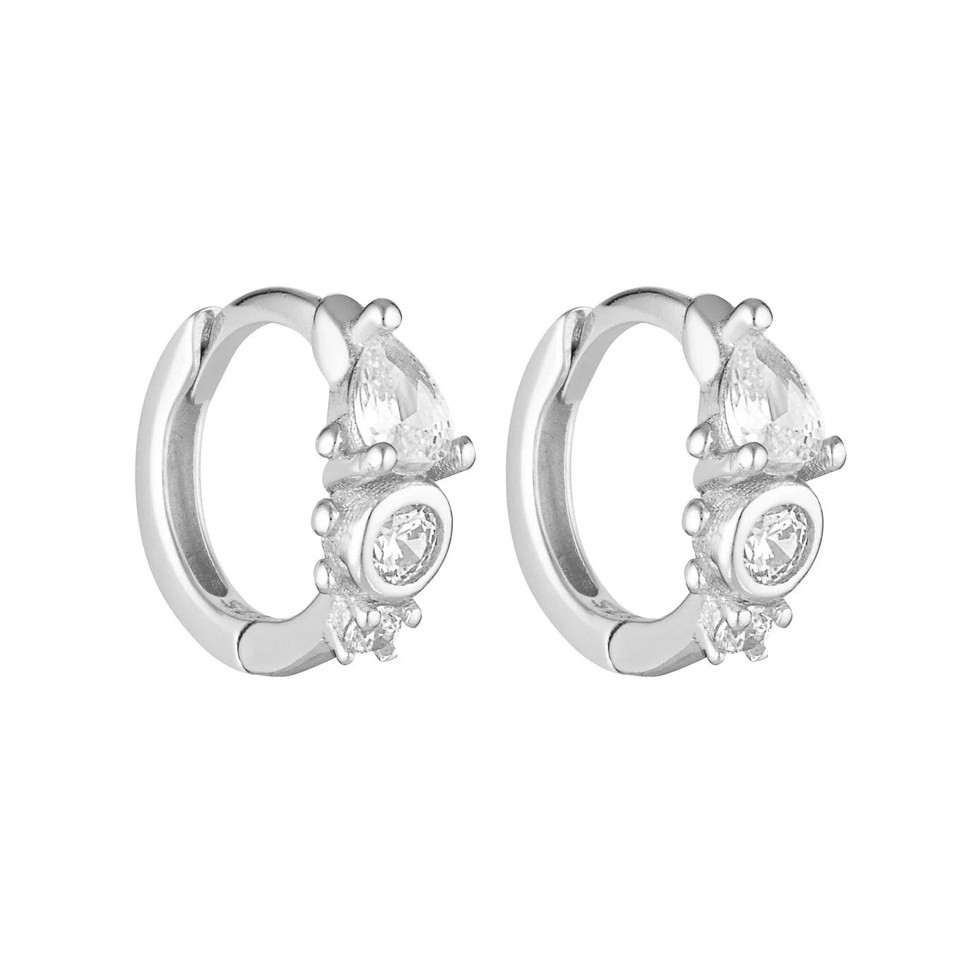 Porter Jewellery Heirloom Huggies - Silver/Clear Huggie Earrings Porter Jewellery 
