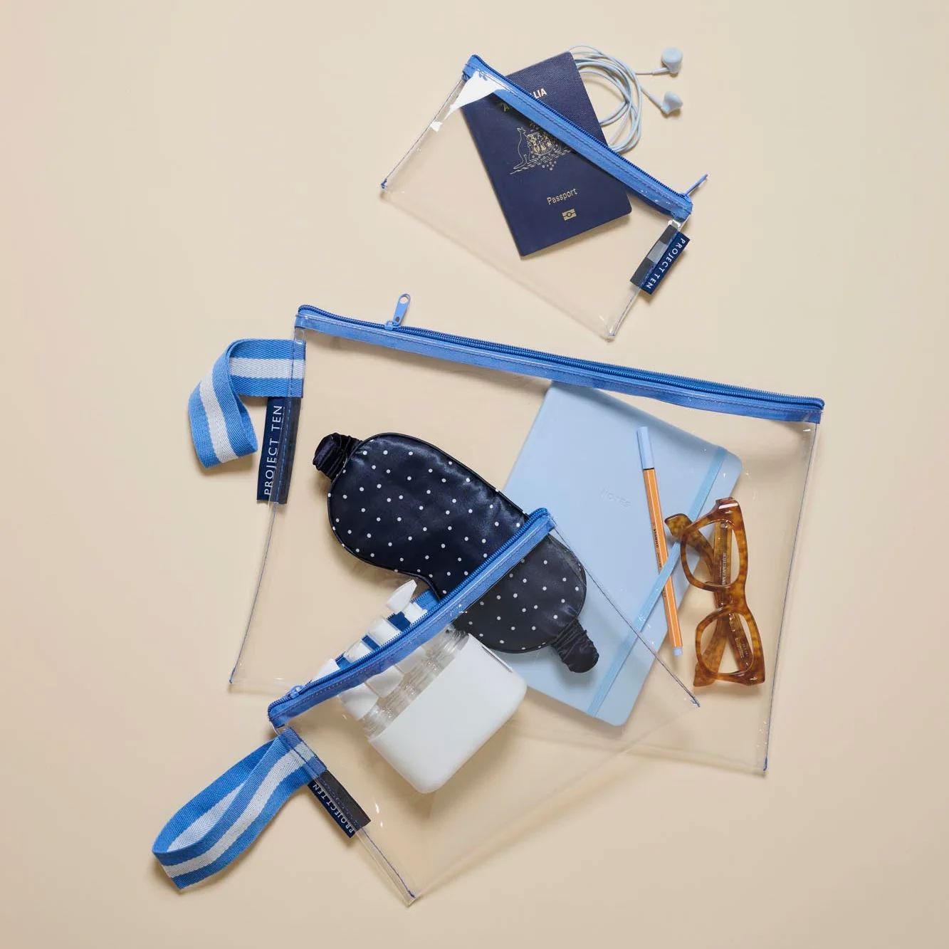 Project Ten Clear Zip Pouch Bundle - Blue Project Ten
