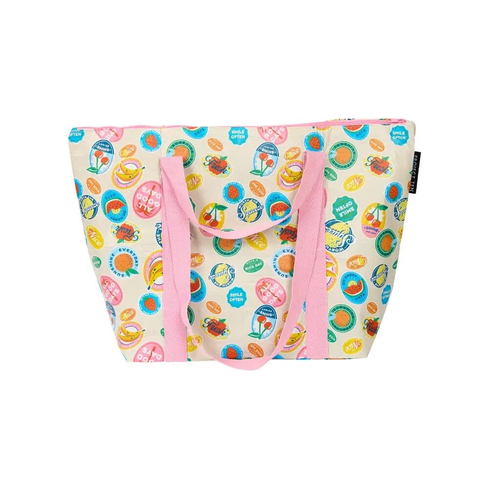 Project Ten Zip Medium Tote - Fruit Stickers Project Ten