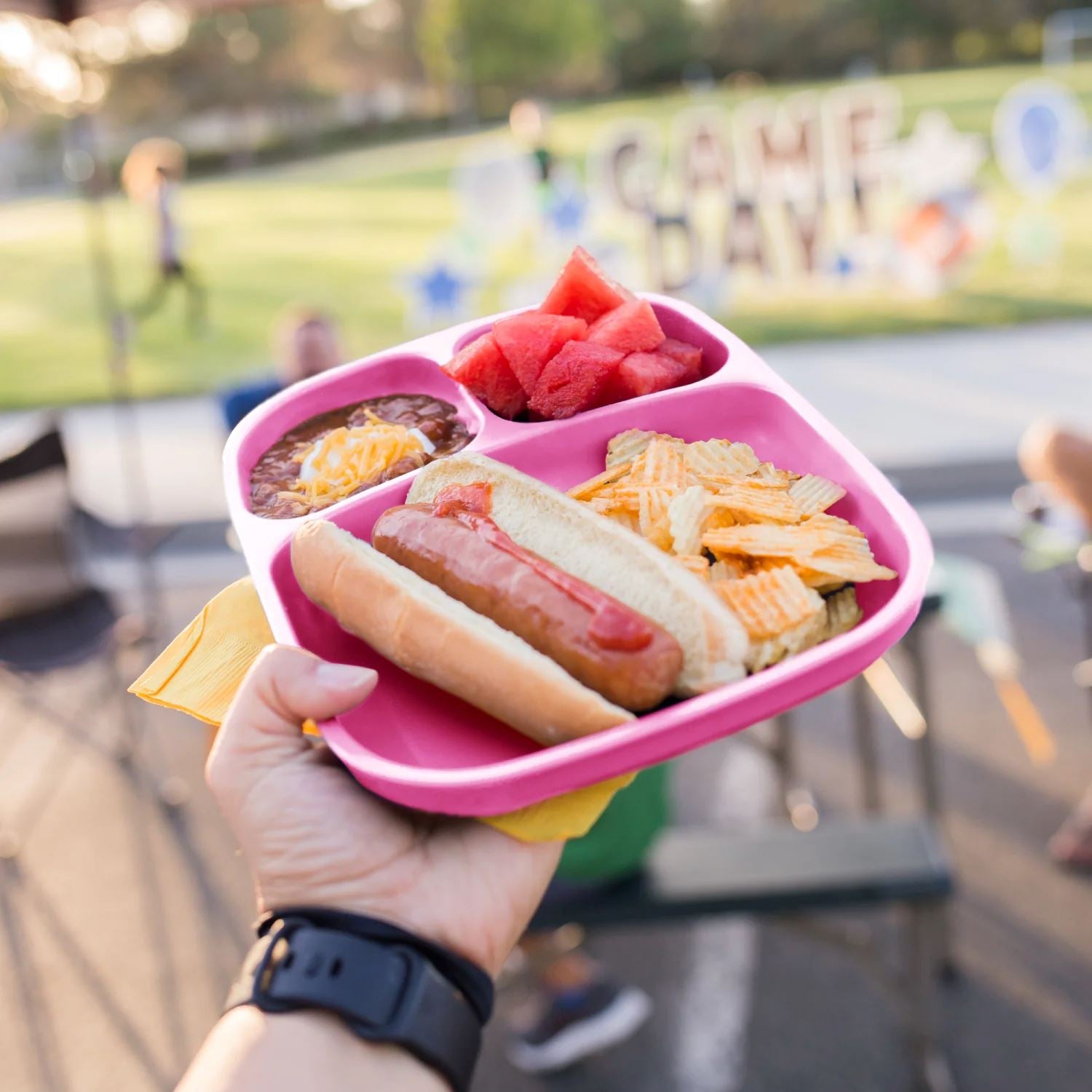 Re-Play Recycled Divided Tray - Bright Pink Re-Play Recycled Dinnerware