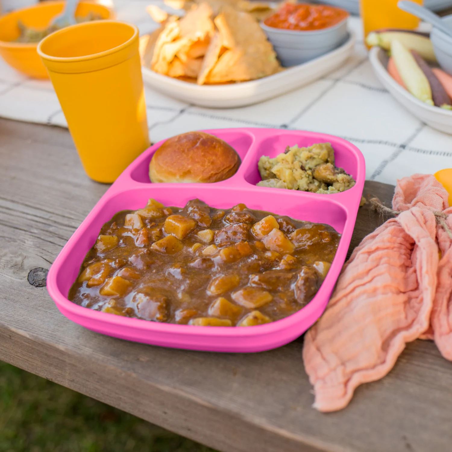 Re-Play Recycled Divided Tray - Bright Pink Re-Play Recycled Dinnerware