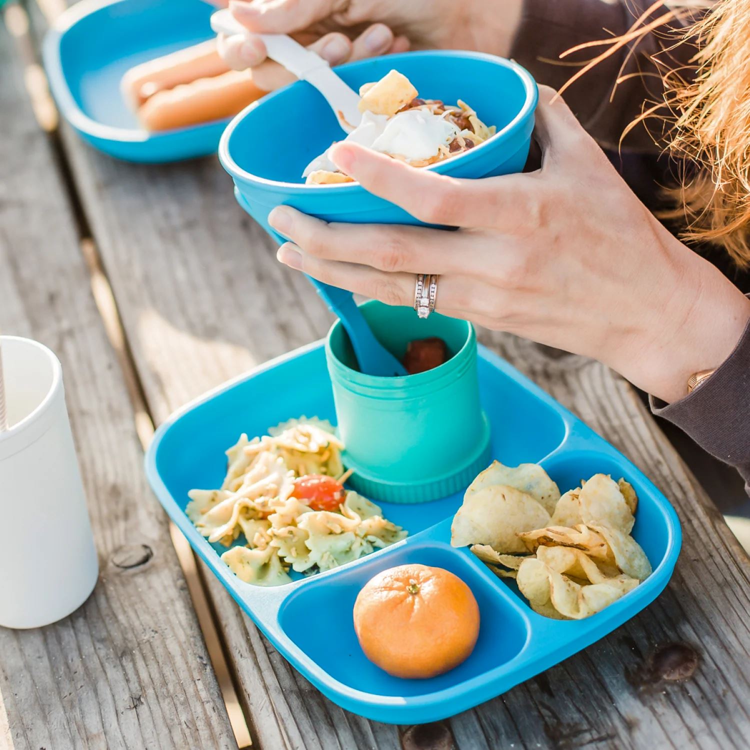 Re-Play Recycled Divided Tray - Sky Blue Re-Play Recycled Dinnerware