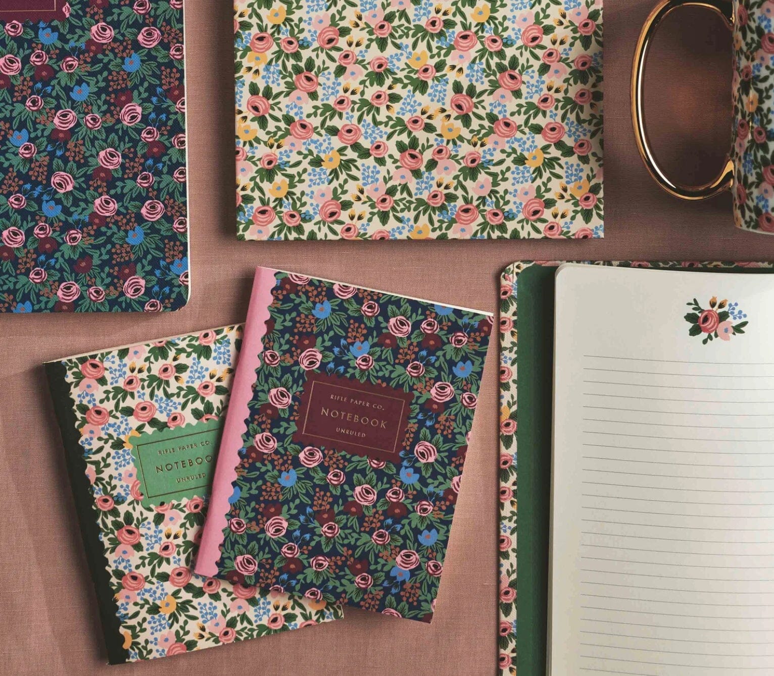 Rifle Paper Co Pack of Two Plain Notebooks - Rosa Note Book Rifle Paper Co 
