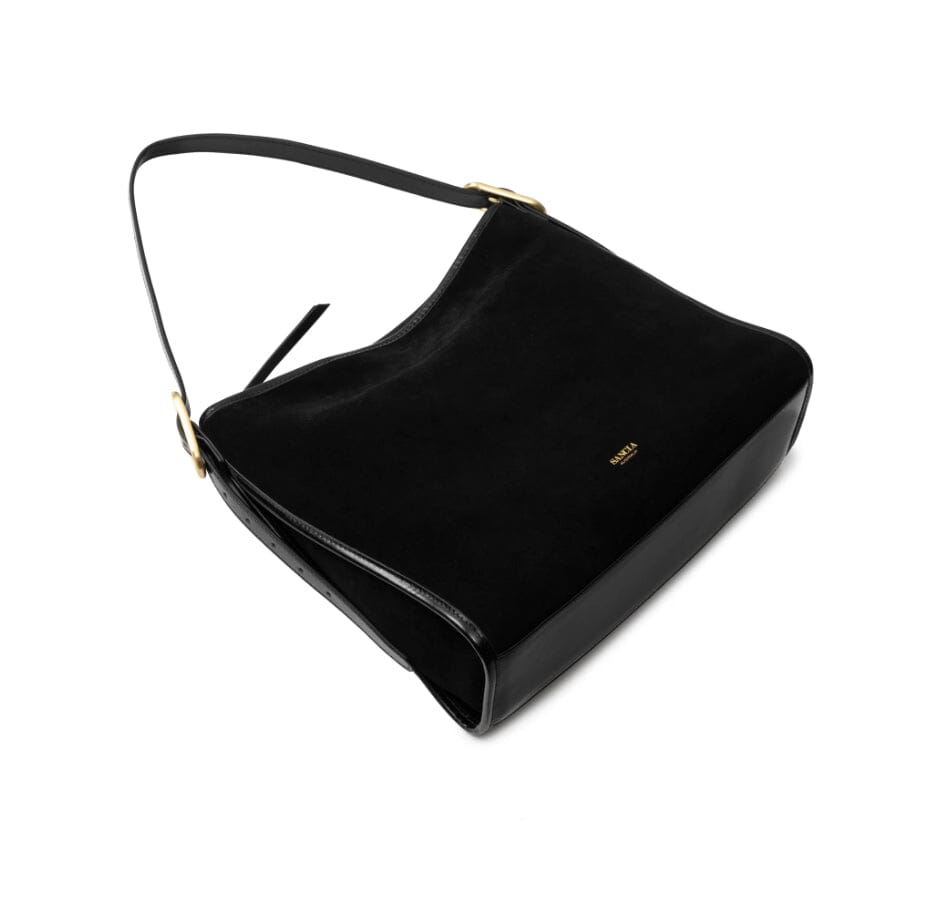 Sancia The Moretto Handbag - Black Suede Sancia