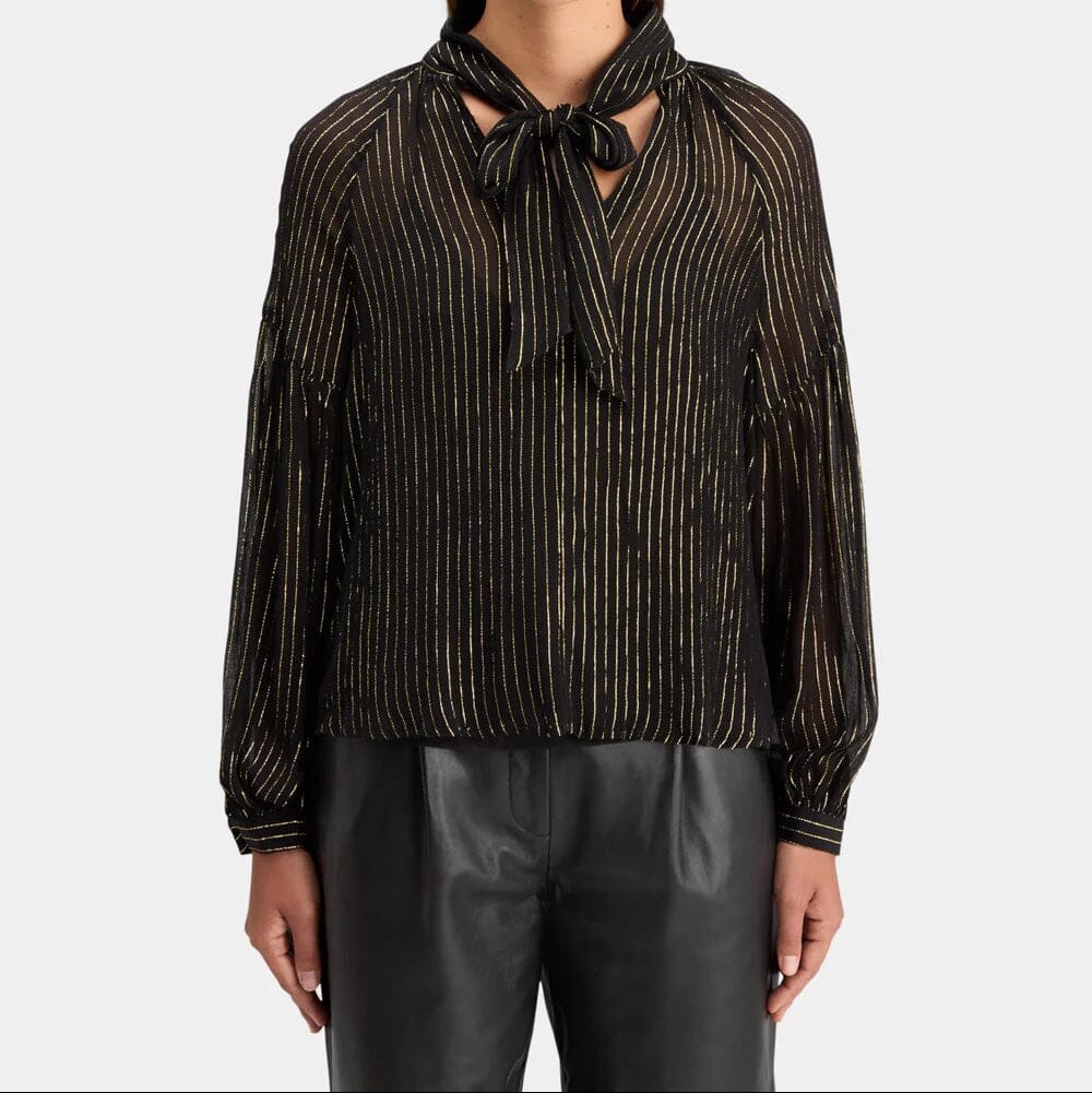 Scotch & Soda Bow Neck Lurex Top - Evening Black Scotch & Soda