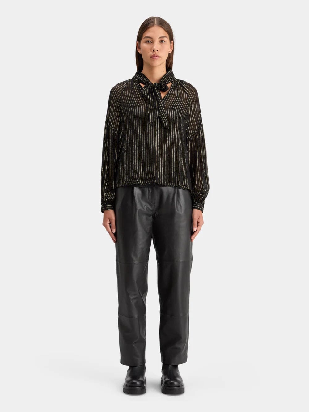Scotch & Soda Bow Neck Lurex Top - Evening Black Scotch & Soda