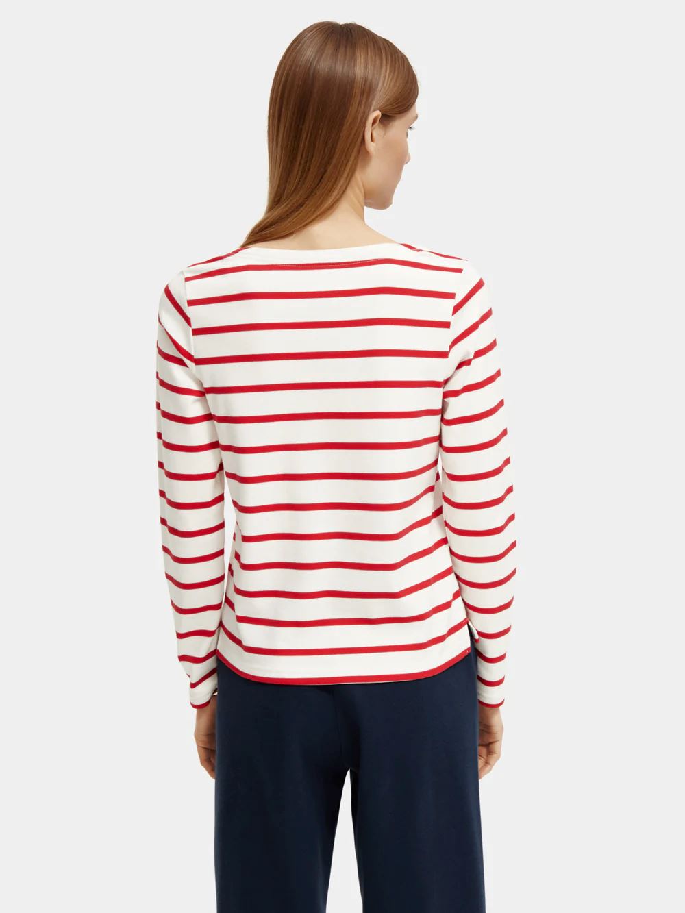 Scotch & Soda Breton Stripe Longsleeve T-shirt - Off White/Amp Red Scotch & Soda