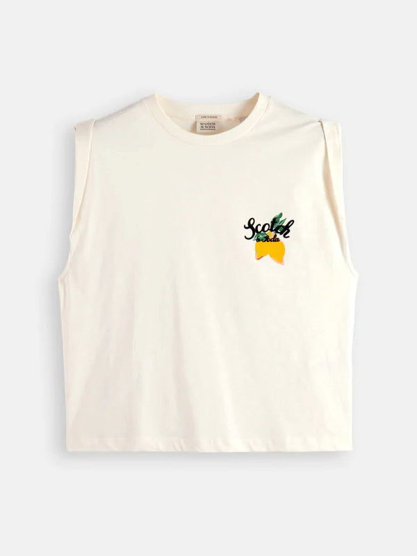 Scotch & Soda Loose-fit Sleeveless T-shirt with Folded Shoulder Detail Scotch & Soda