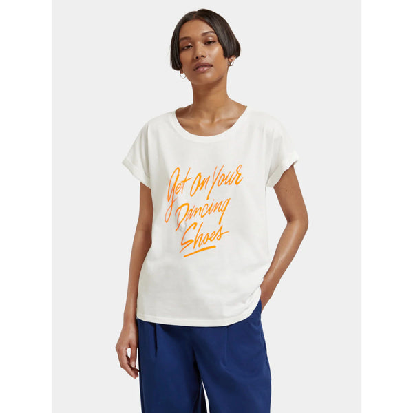 Scotch & Soda Monochrome graphic print relax tee- Off White Scotch & Soda