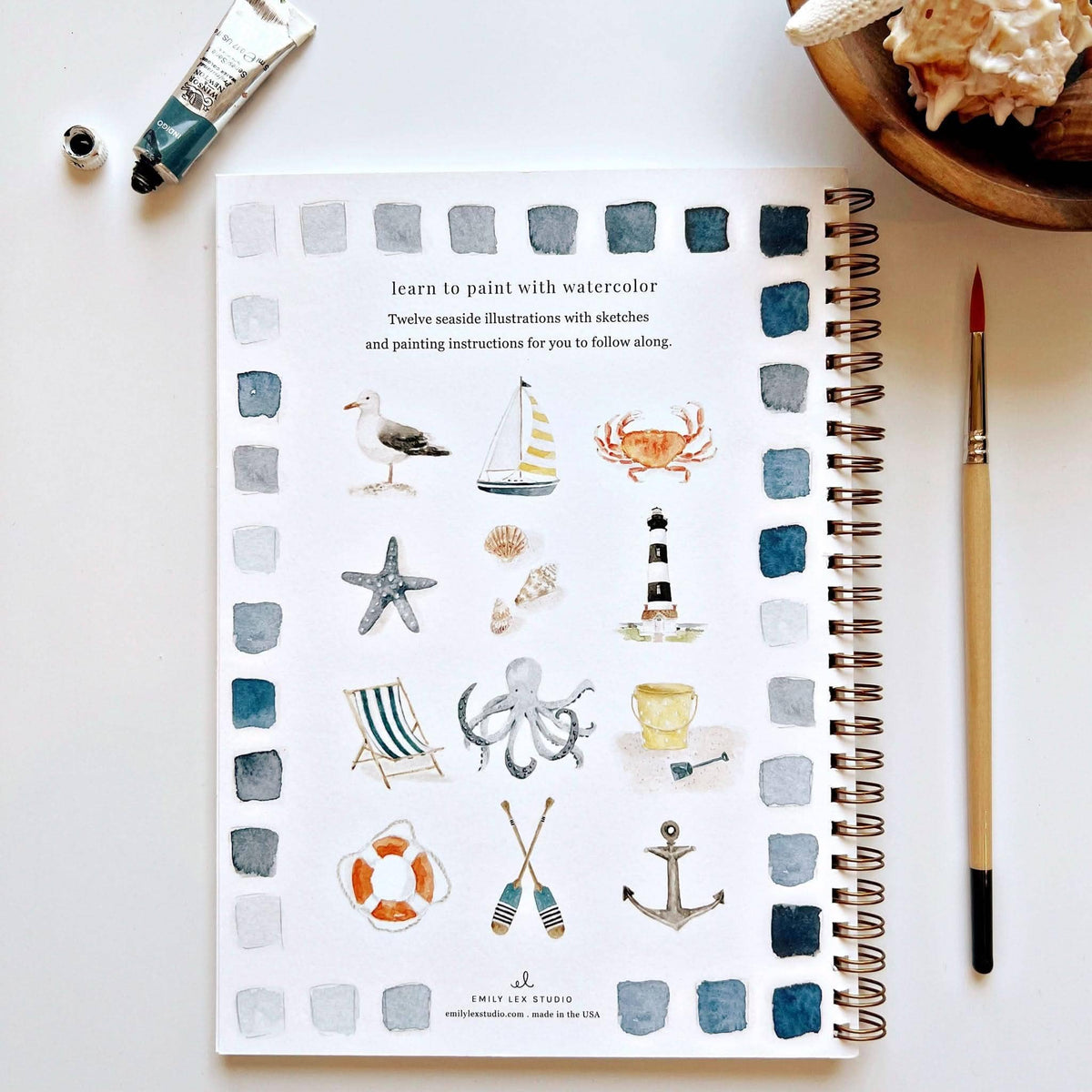 Seaside Watercolour Workbook emily lex studio