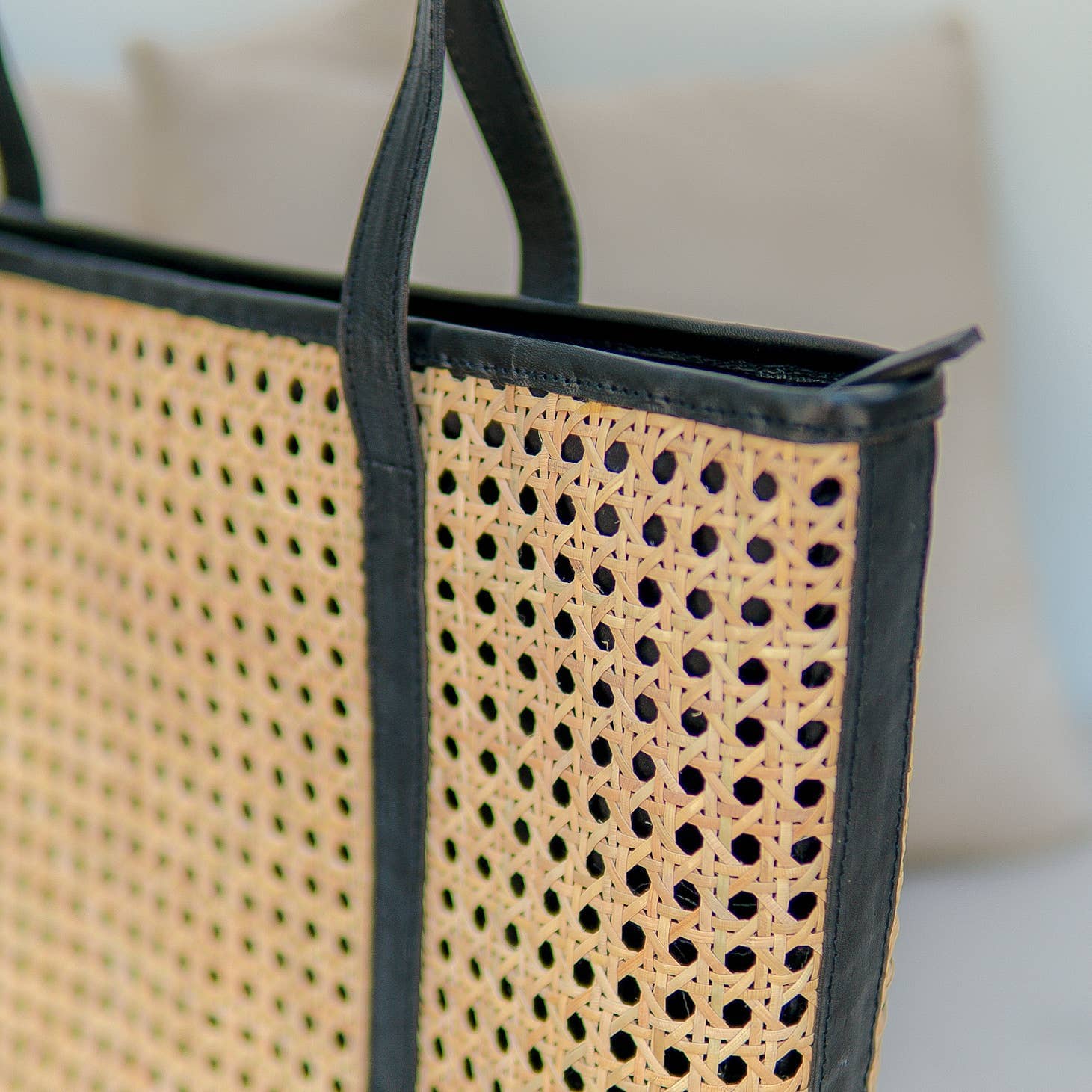 Sol Tote Bag – Handwoven Rattan & Leather Shoulder Bag | Sunset & Luna Kayu&Co.