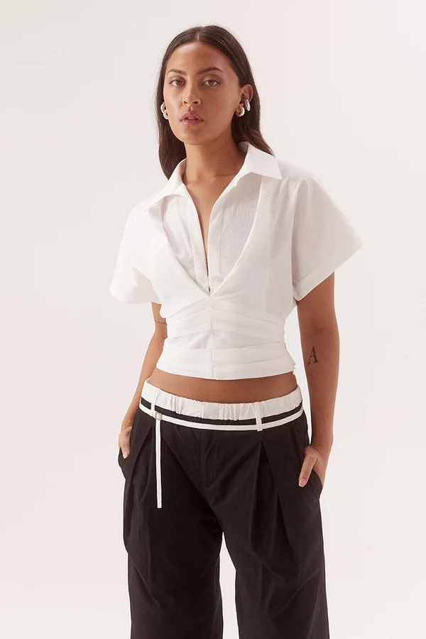 Sovere Lyra Crop Shirt - Chalk