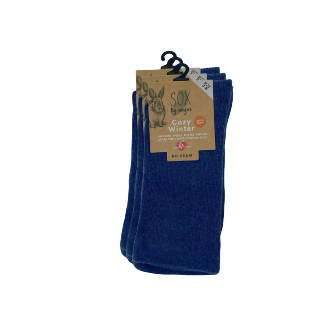 Sox by Angus Angora Wool Blend Cushion Loose Top Socks - Denim Women's Socks Sox by Angus 
