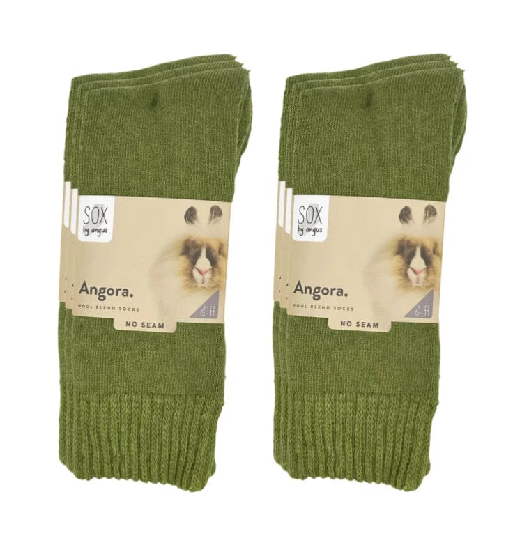 Sox by Angus Angora Wool Crew Socks 2 Pack - Khaki Green Sox by Angus