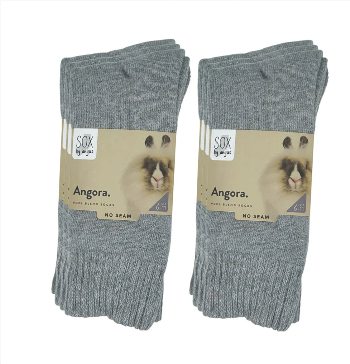 Sox by Angus Angora Wool Crew Socks 2 Pack - Light Grey Sox by Angus
