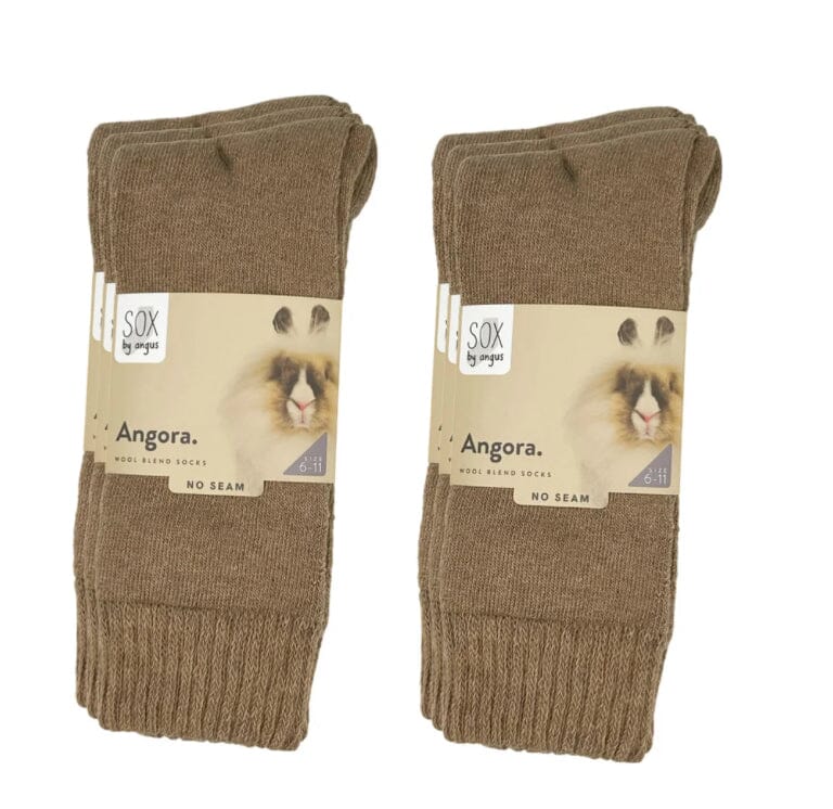 Sox by Angus Angora Wool Crew Socks 2 Pack - Mocha Sox by Angus