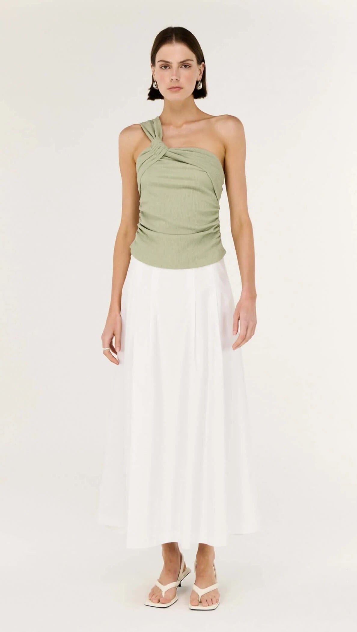 Staple the Label Amara One Shoulder Top - Sage Staple the label