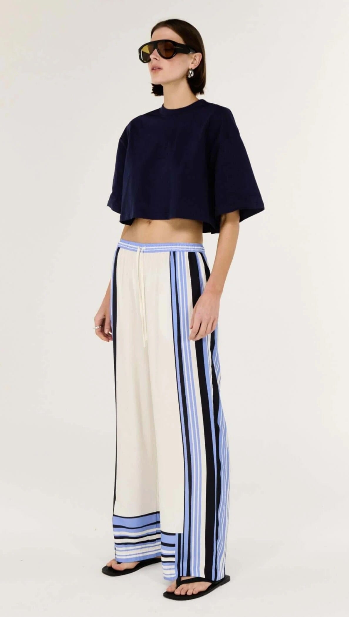 Staple the Label Amari Relaxed Wide-Leg Pants - Spliced Stripe Staple the label