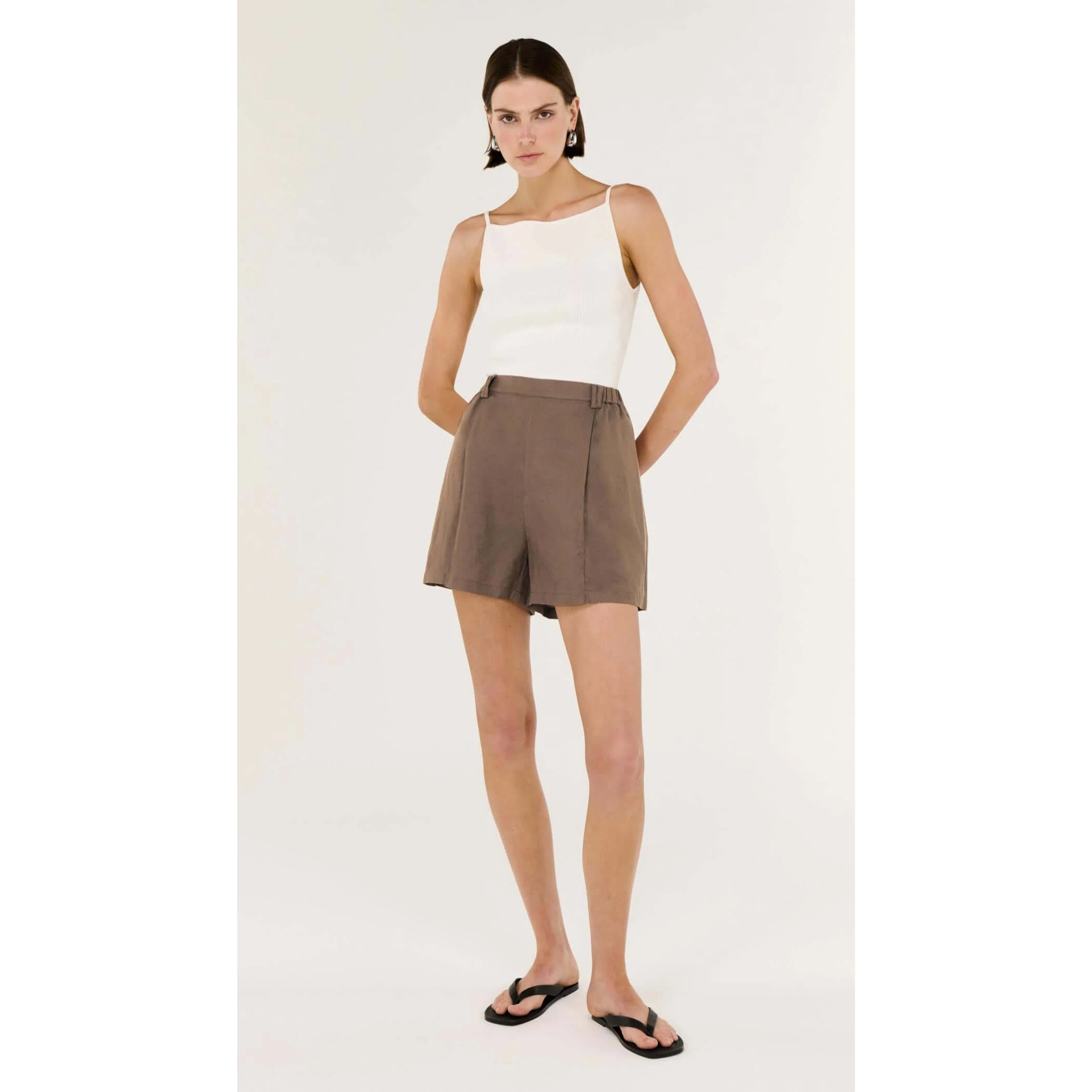 Staple the Label Evian High Waisted Shorts - Latte Staple the label