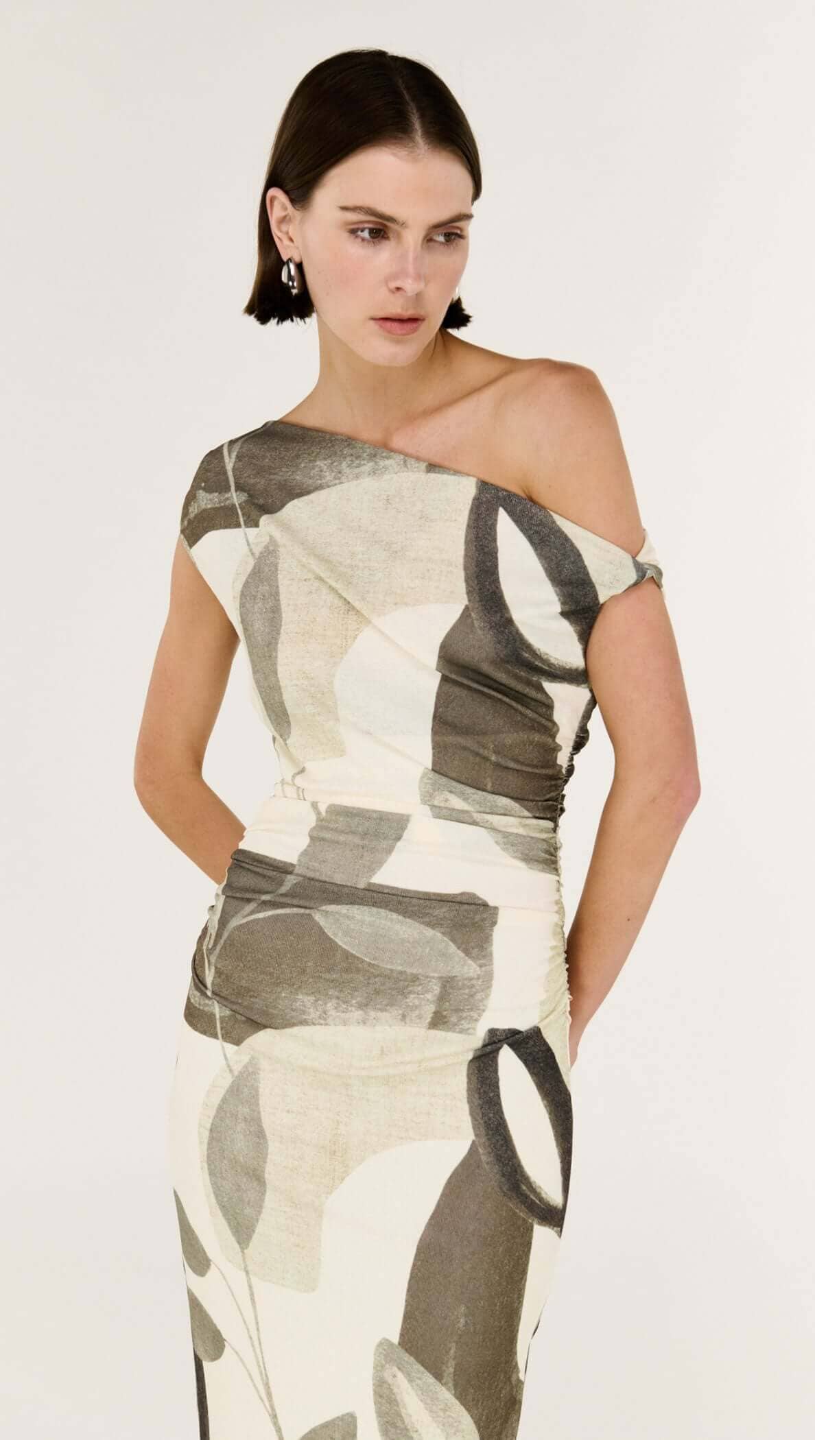 Staple the Label Ophiele Twist Midi Dress - Light Leaf Garden Staple the label