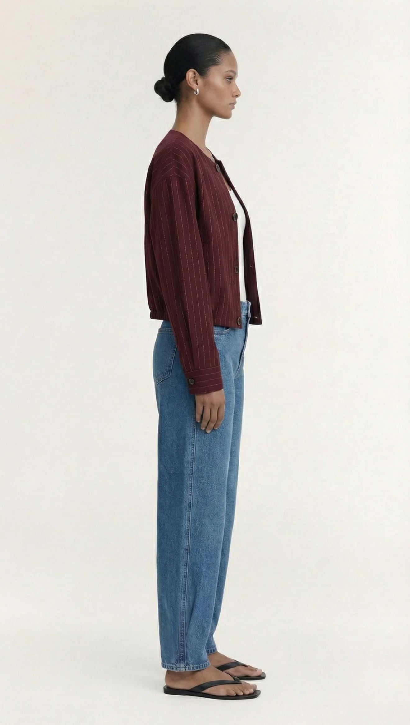 Staple The Label Reed Crop Jacket - Wine Pinstripe Staple the label