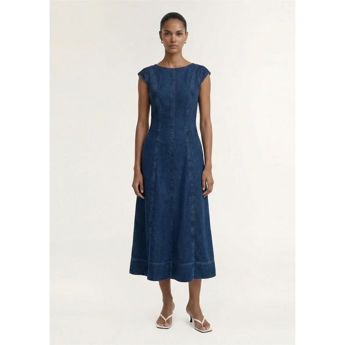 Staple the Label Roma Chambray Midi Dress - Indigo Midi Dress Staple the label 