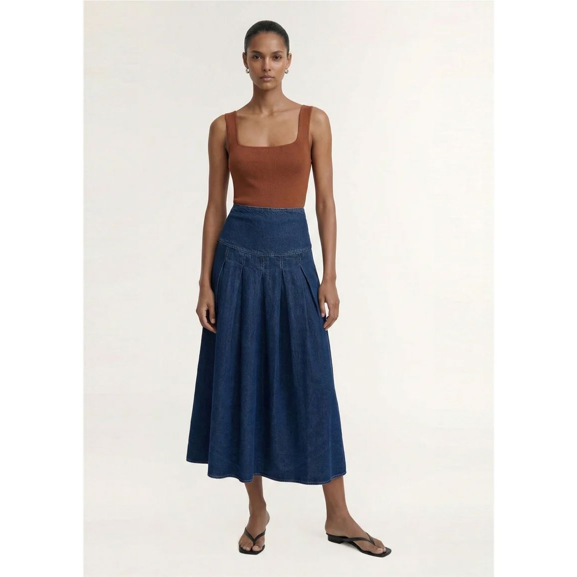 Staple the Label Roma Chambray Midi Skirt - Indigo Midi Skirt Staple the label 