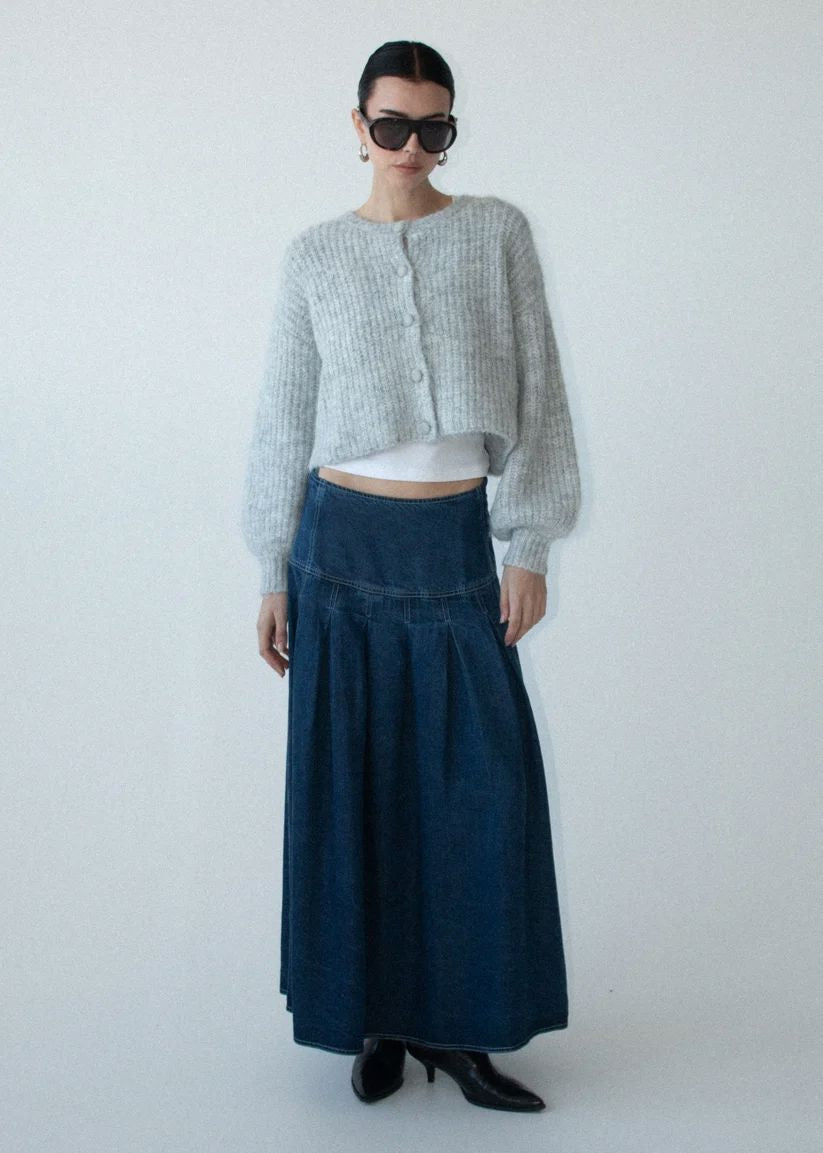 Staple the Label Roma Chambray Midi Skirt - Indigo Staple the label