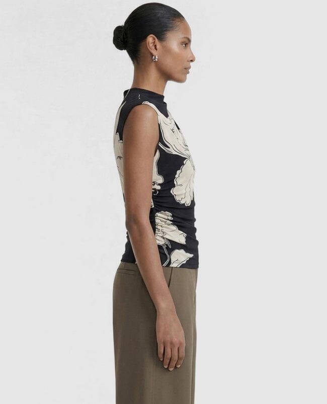 Staple The Label Veda Mesh Top - Black/Cream Floral Staple the label