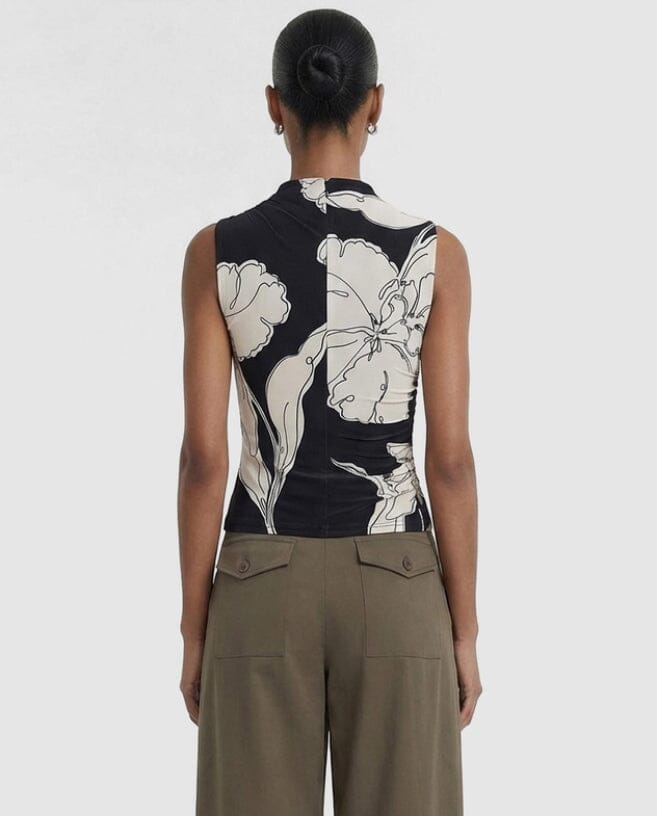 Staple The Label Veda Mesh Top - Black/Cream Floral Staple the label