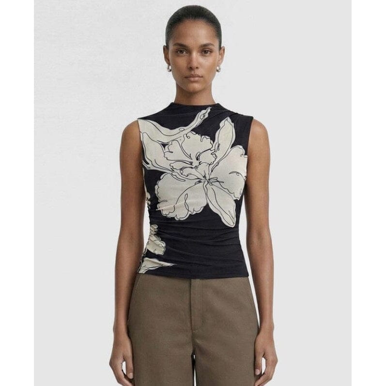 Staple The Label Veda Mesh Top - Black/Cream Floral Women's Top Staple the label 