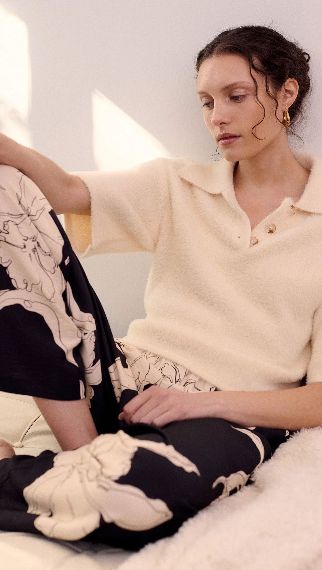 Staple The Label Veda Relaxed Fit Pant - Black/Cream Floral Staple the label