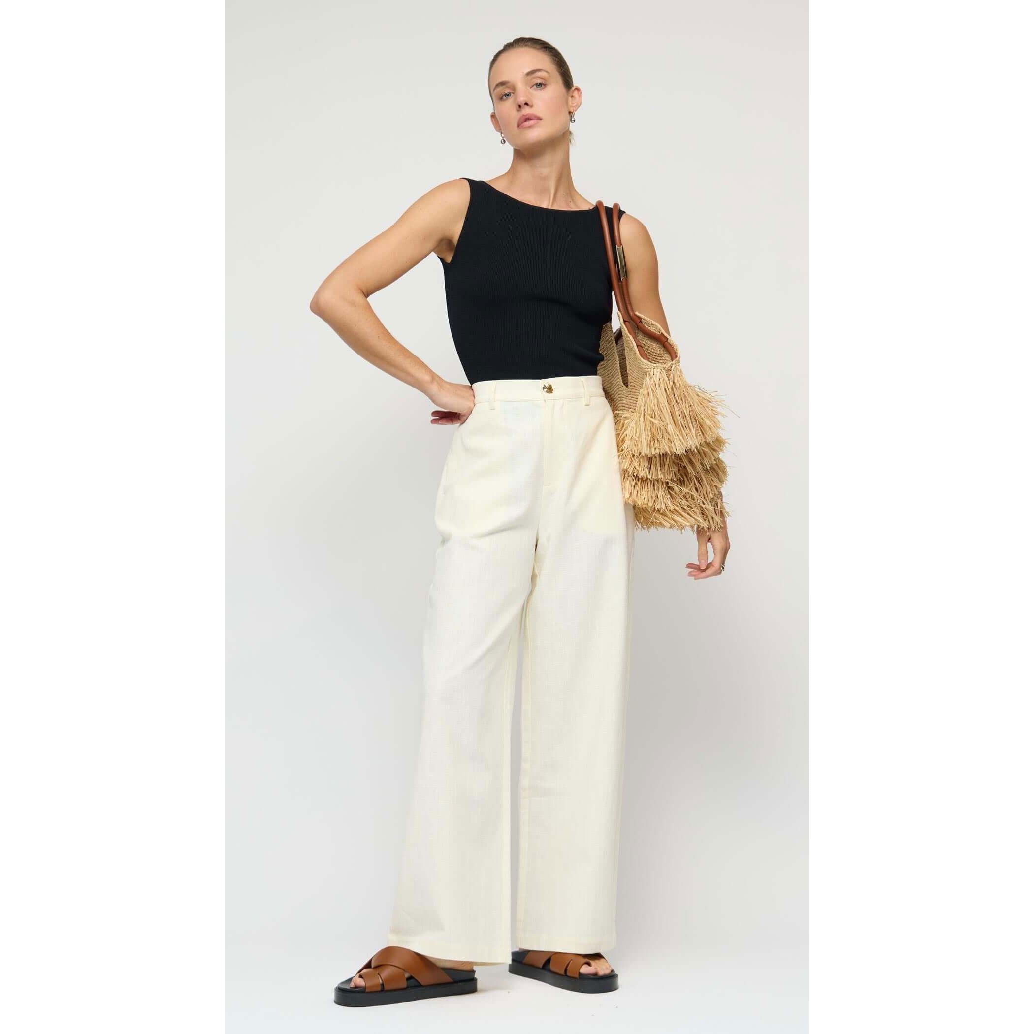 Staple the label Vera Wide Leg Pants - Vanilla Staple the label
