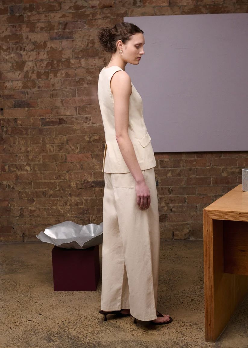 Staple the Label Willow Loop Detail Vest - Stone Women's Vest Staple the label 