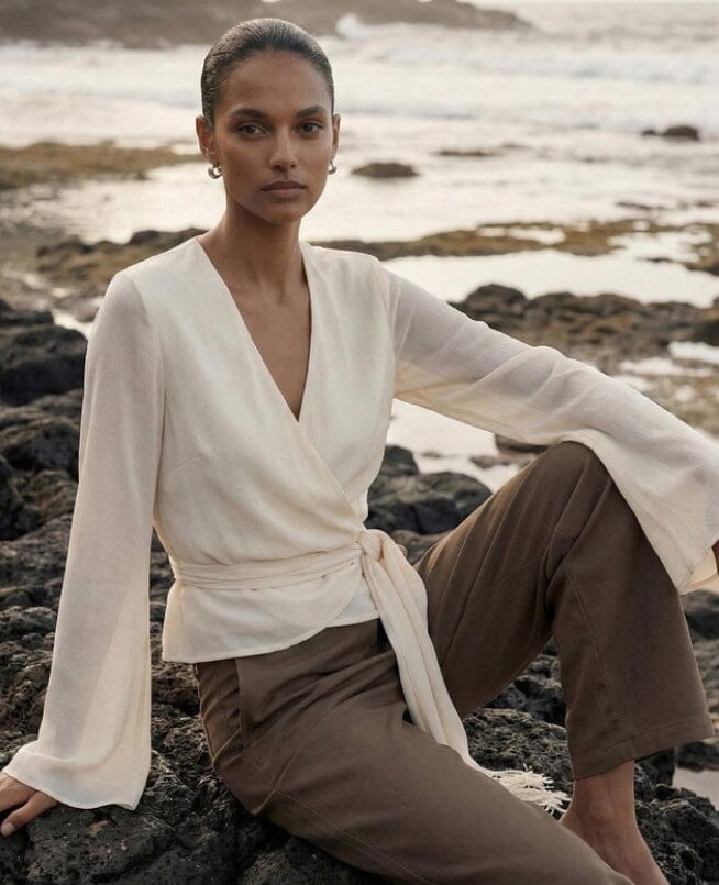 Staple The Label Willow Wrap Blouse - Cream Staple the label