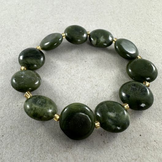 Stone Coins Stretch Bracelet - Green Agate BRA2028 Indulge Me