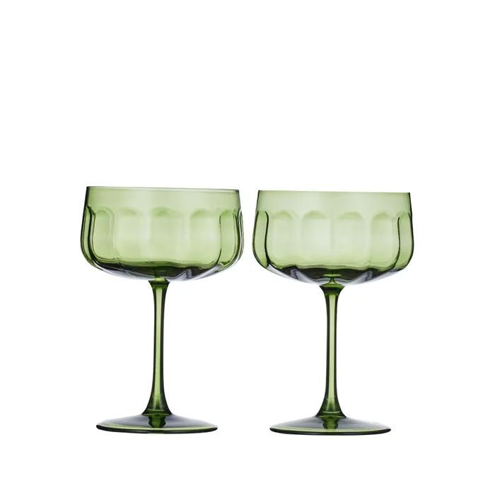 Studio Set of 2 Glass Coupe - Olive Coast to Coast Home