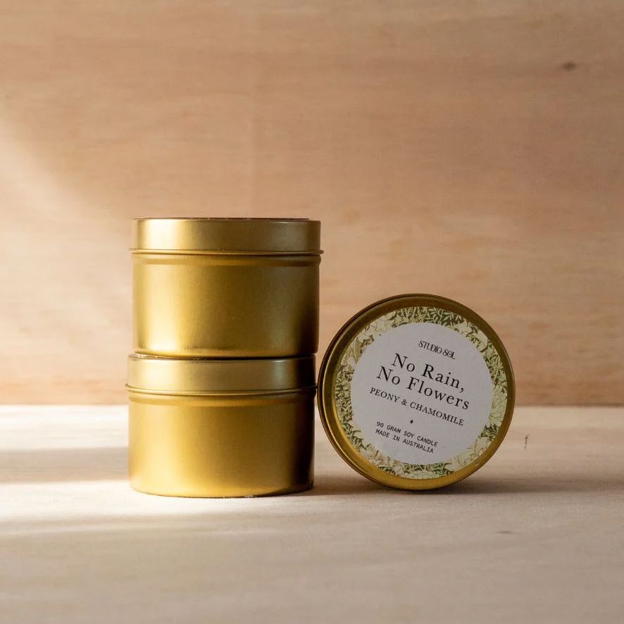 Studio Sol Travel Tin - No Rain, No Flowers Candle Studio Sol 