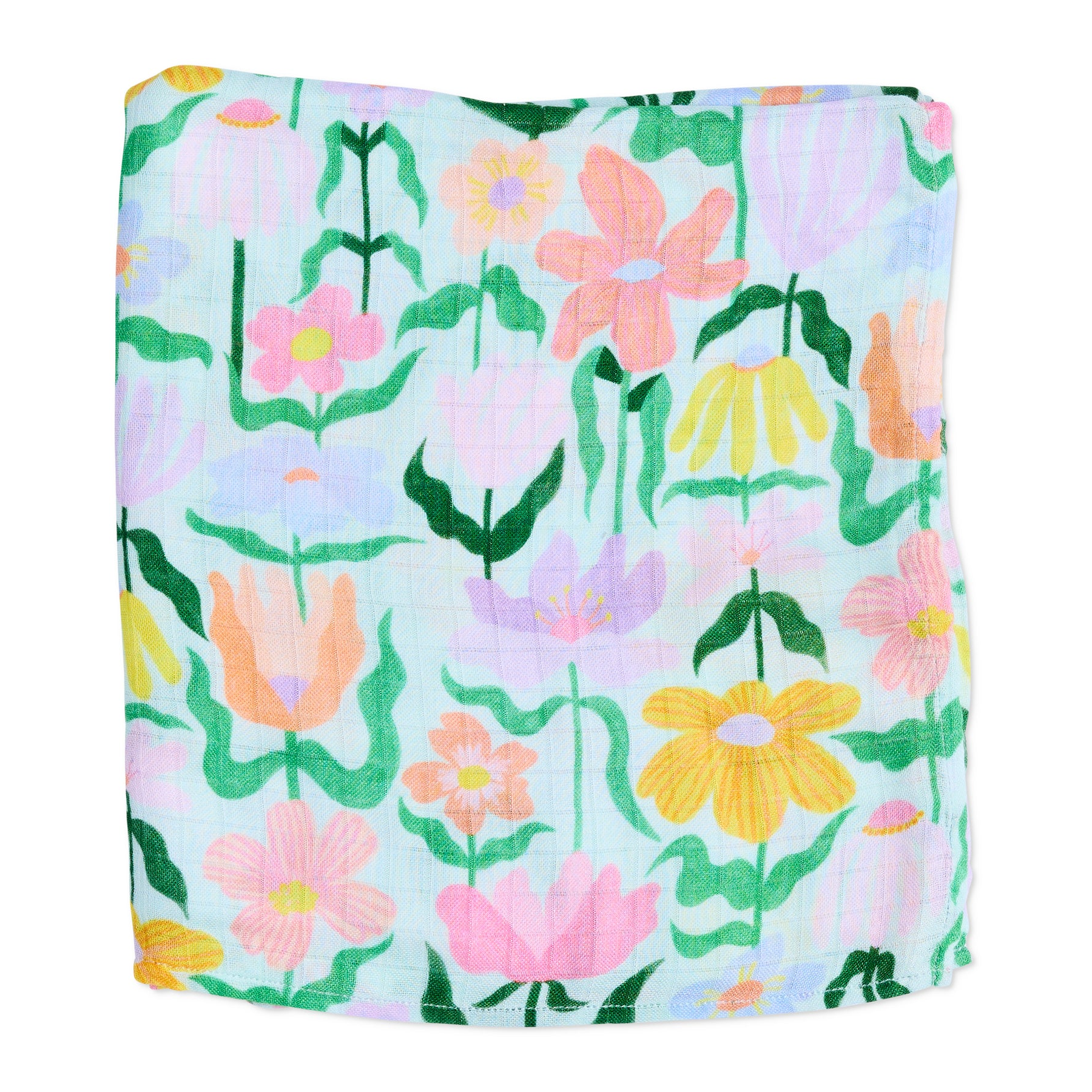 Kip & Co Popping Flowers Green Bamboo Swaddle