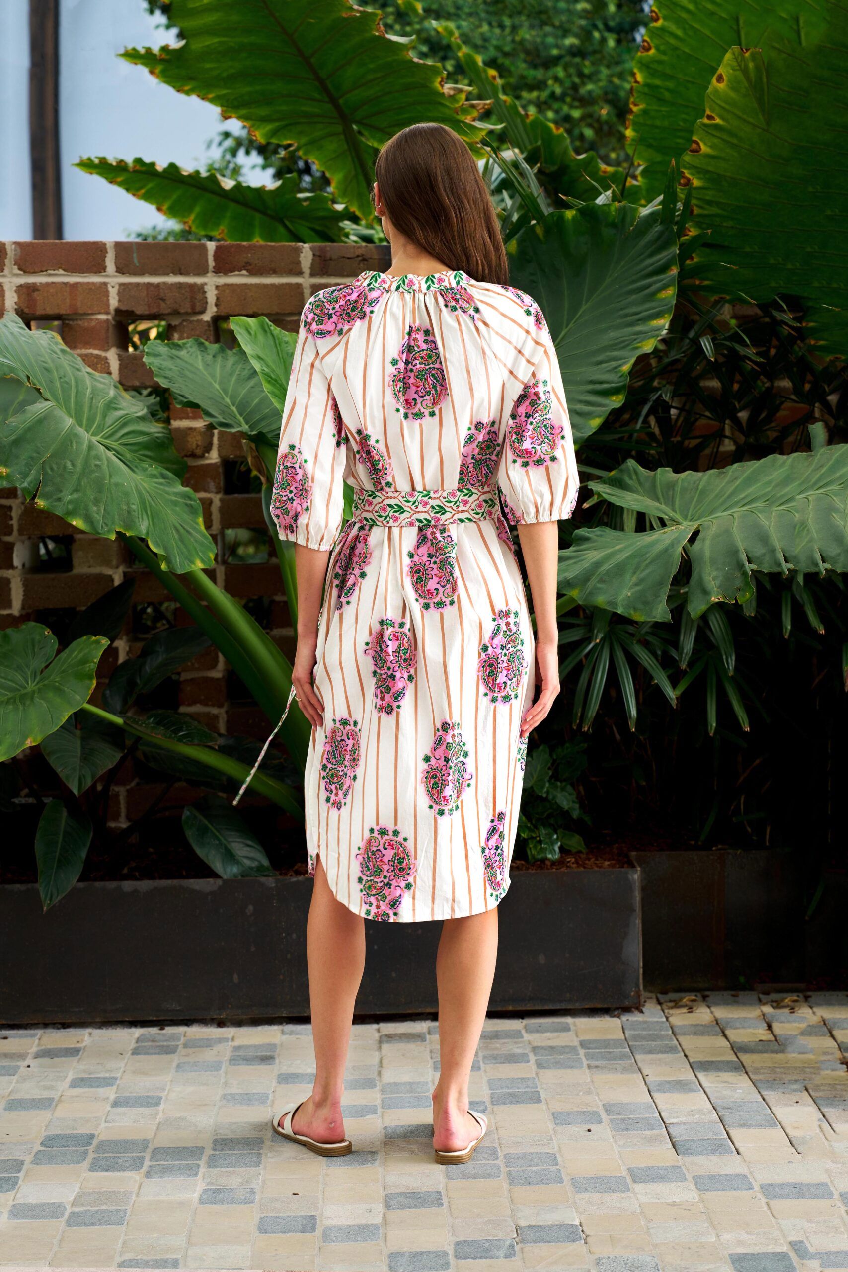 Tamzin Dress - White Floral Midi Dress Boho Australia 