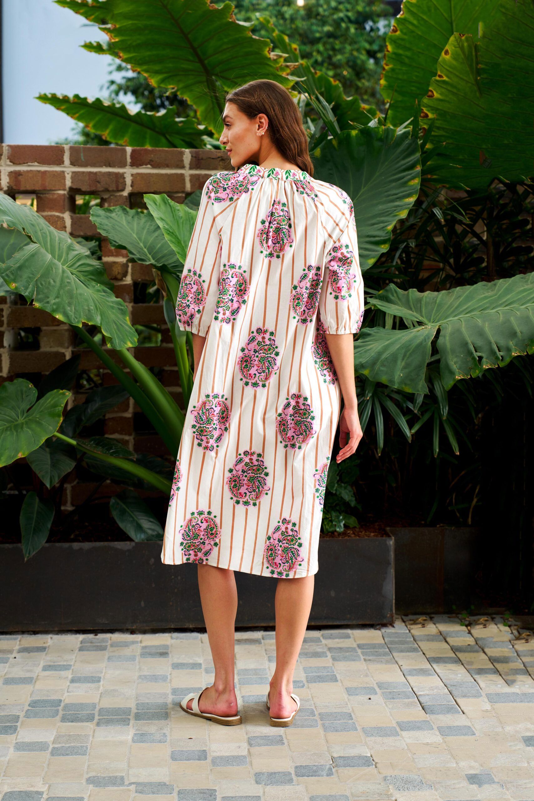Tamzin Dress - White Floral Midi Dress Boho Australia 