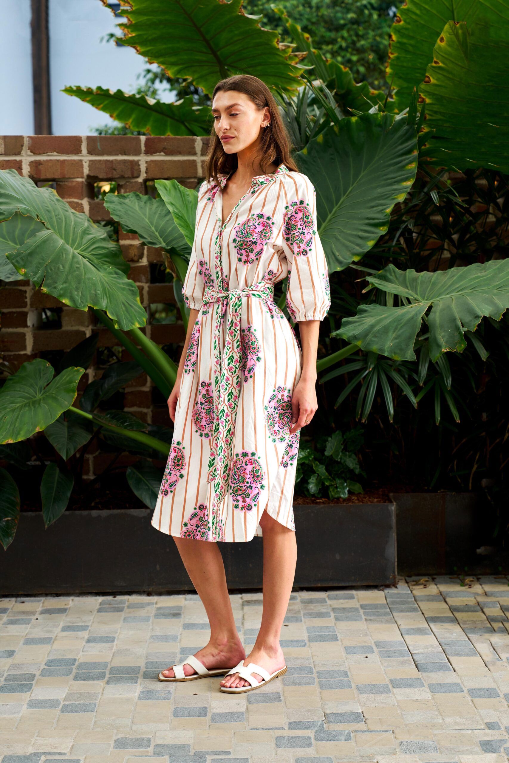 Tamzin Dress - White Floral Midi Dress Boho Australia 