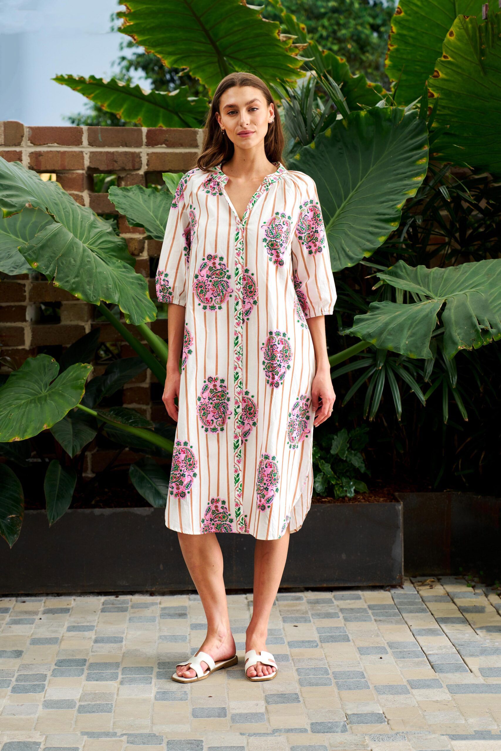 Tamzin Dress - White Floral Midi Dress Boho Australia 