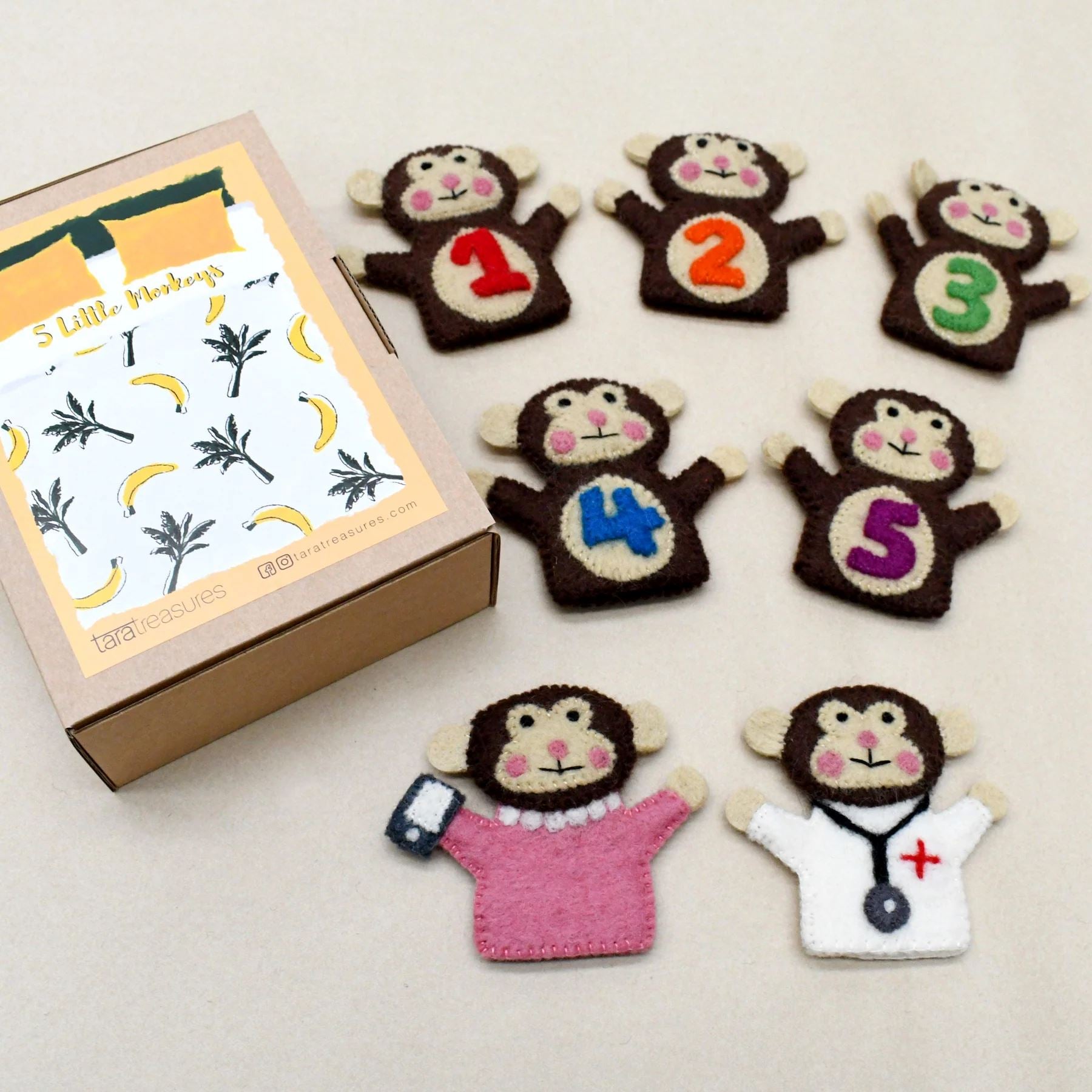 Tara Treasures Finger Puppet Set - Five Little Monkeys Tara Treasures