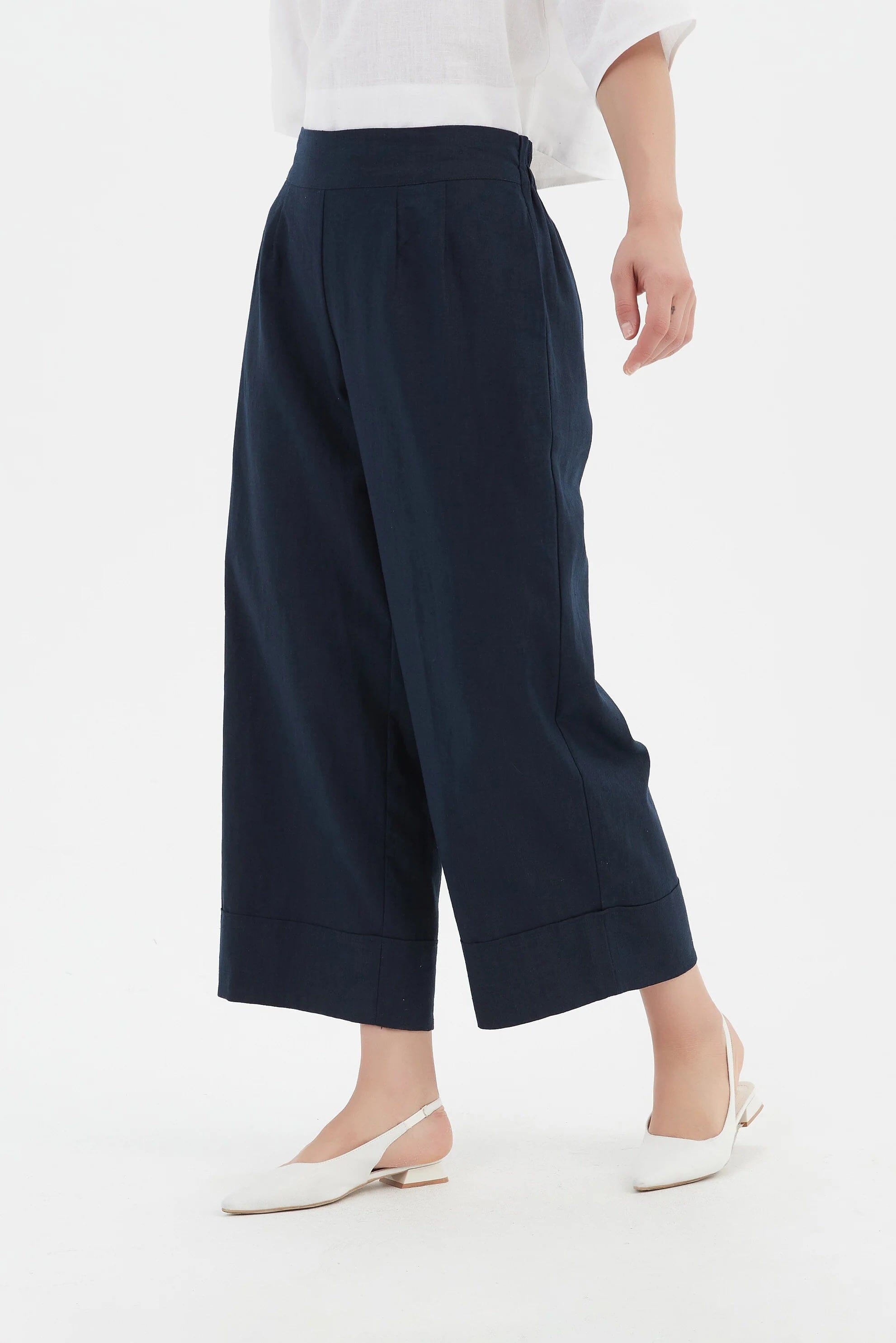 Tirelli Cropped Wide Leg Pant - Navy Tirelli