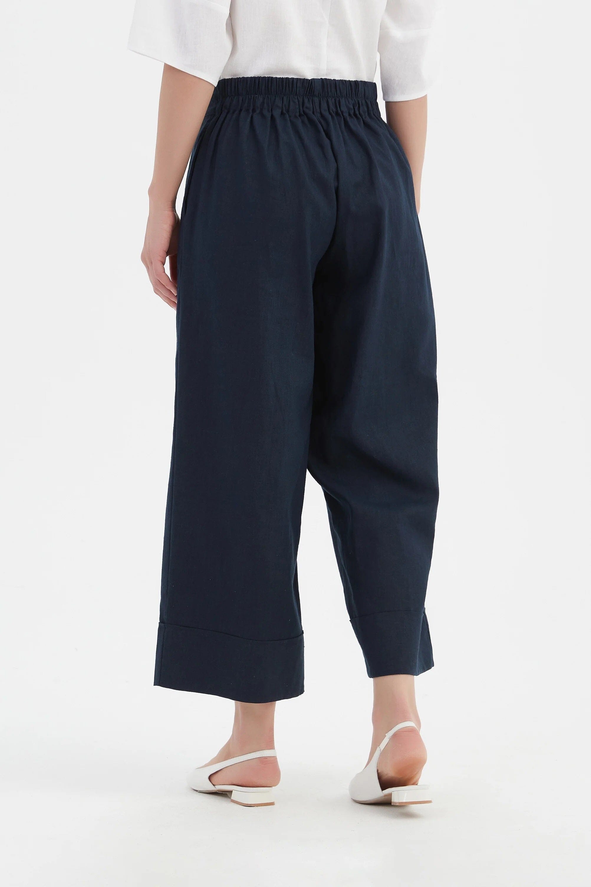 Tirelli Cropped Wide Leg Pant - Navy Tirelli