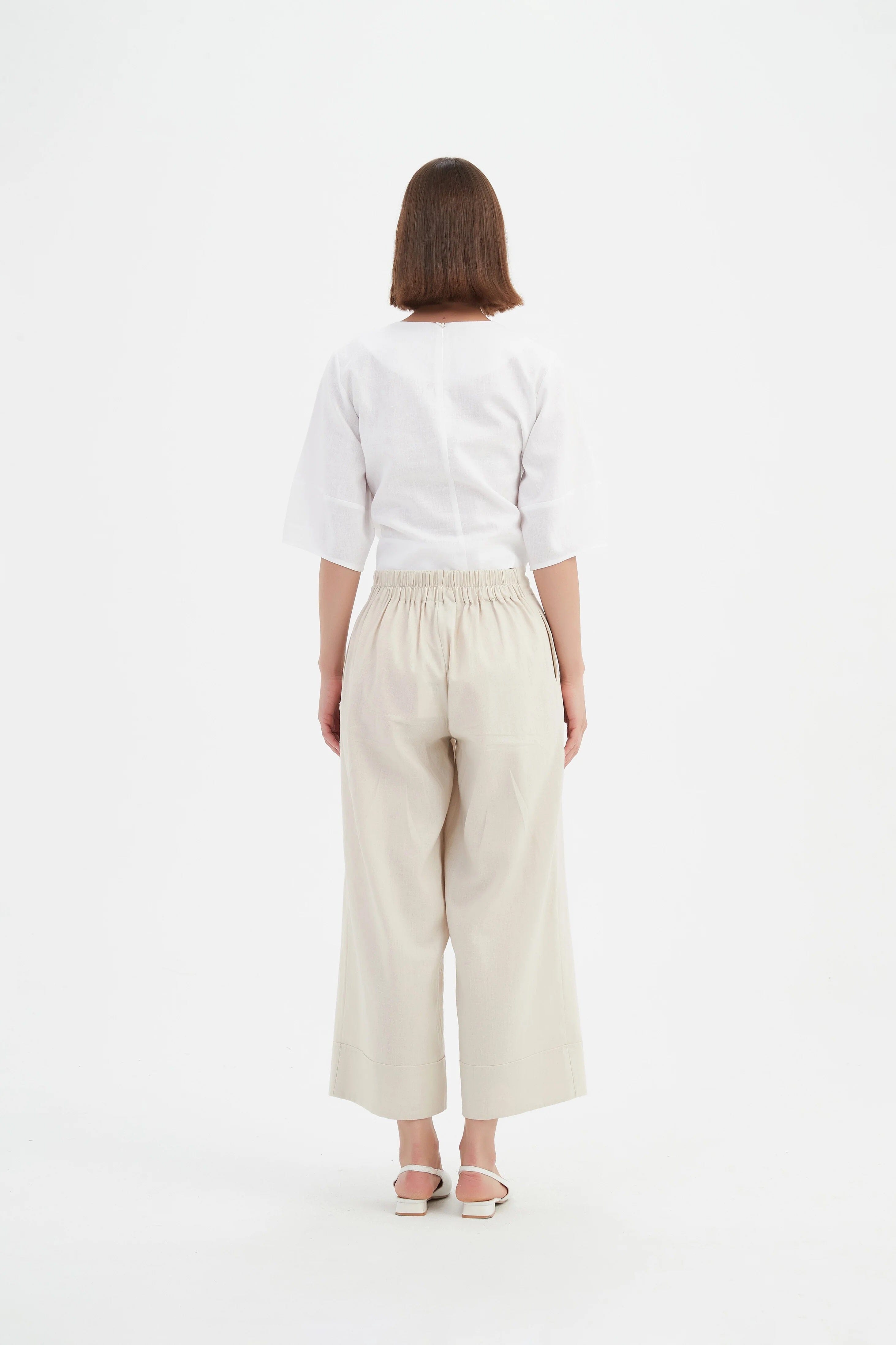 Tirelli Cropped Wide Leg Pant - Neutral Tirelli