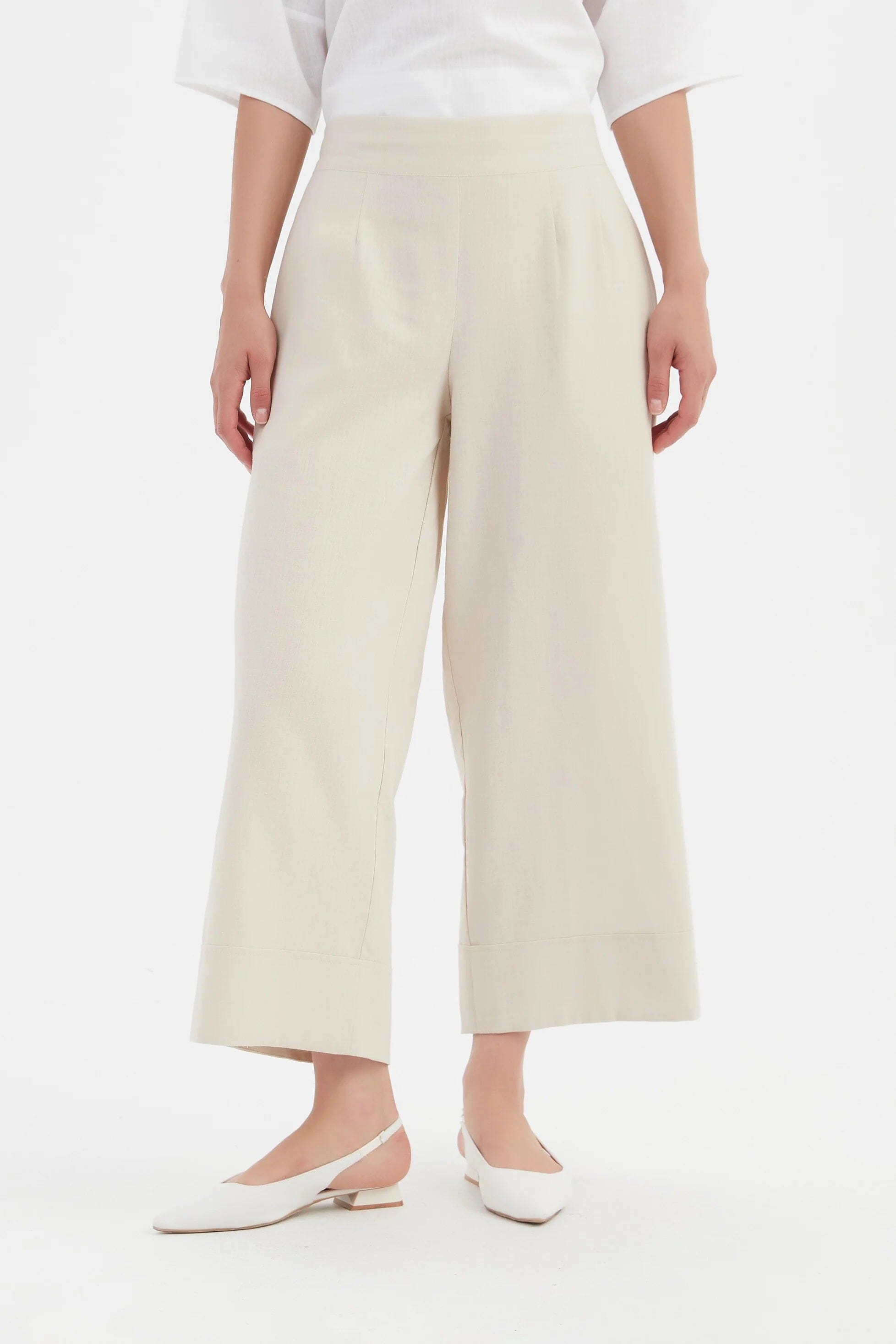 Tirelli Cropped Wide Leg Pant - Neutral Tirelli