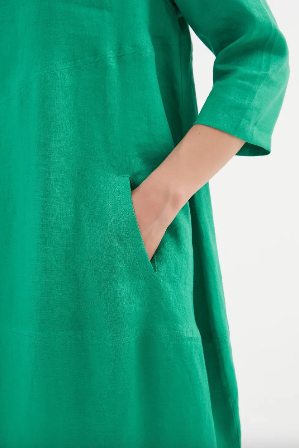 Tirelli Diagonal Seam Linen Dress- Cool Green Tirelli